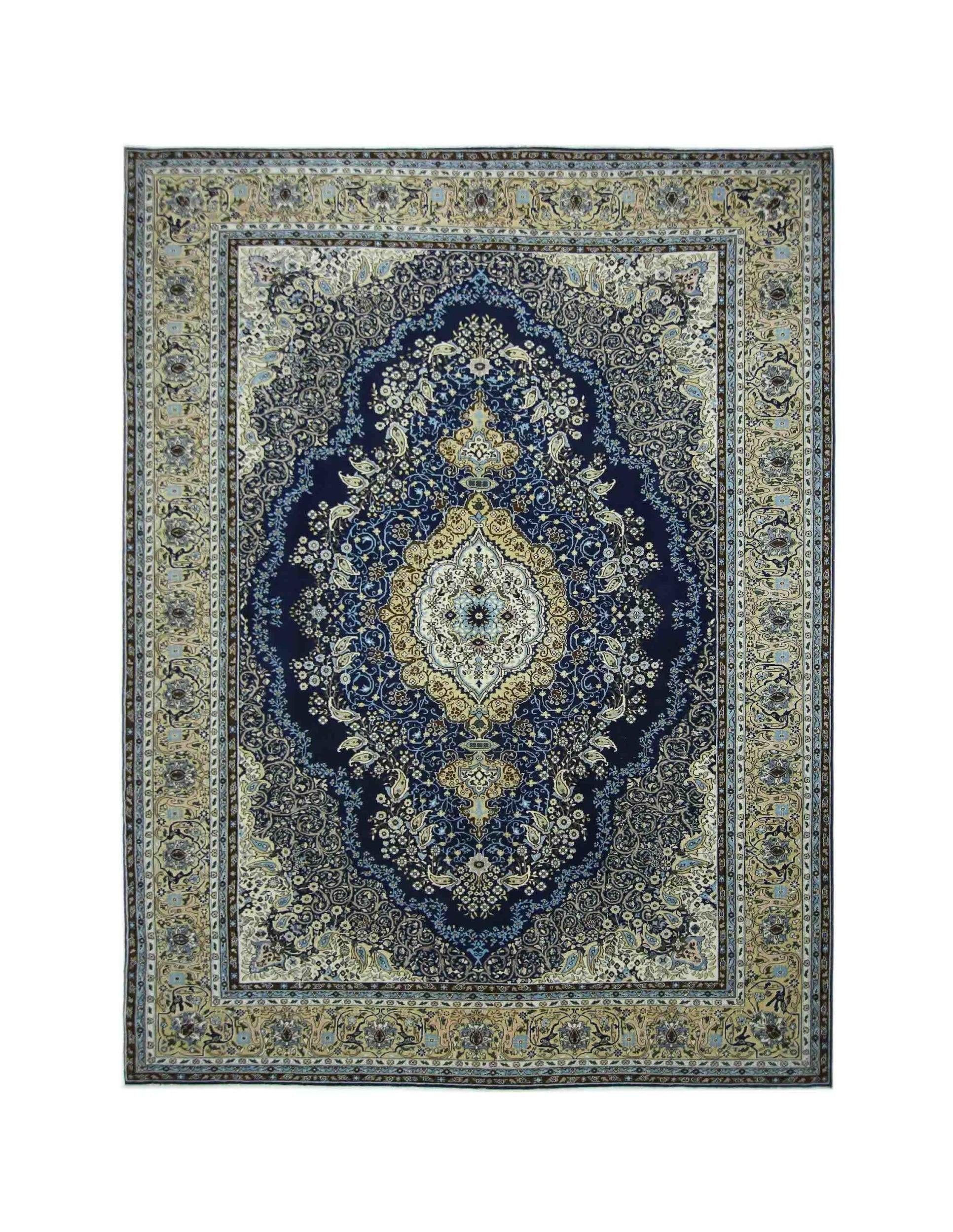 Handmade Vintage Traditional Pakistani Rug | 378 x 258 cm | 12'5" x 8'6" - Najaf Rugs & Textile