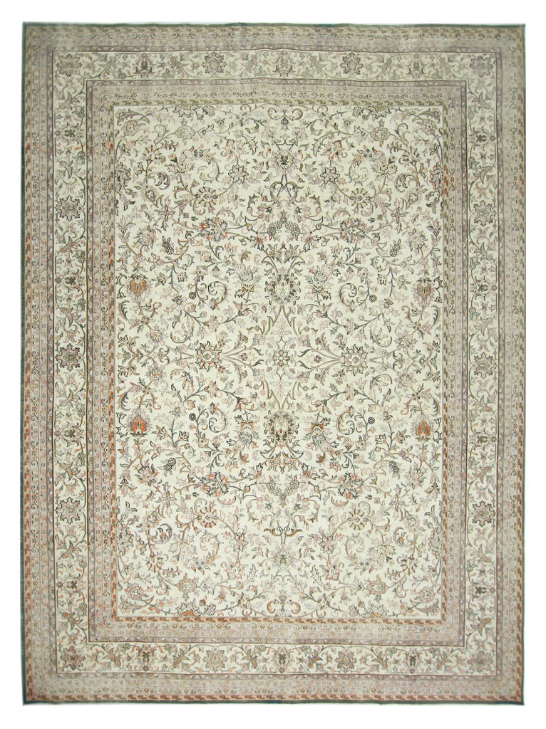 Handmade Vintage Traditional Pakistani Rug | 389 x 292 cm | 12'9" x 9'7" - Najaf Rugs & Textile