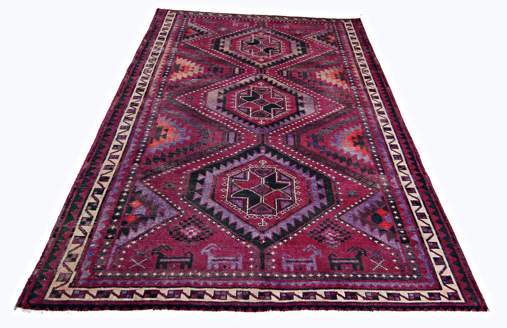 Handmade Vintage Tribal Persian Rug | 256 x 176 cm | 8'5" x 5'9" - Najaf Rugs & Textile