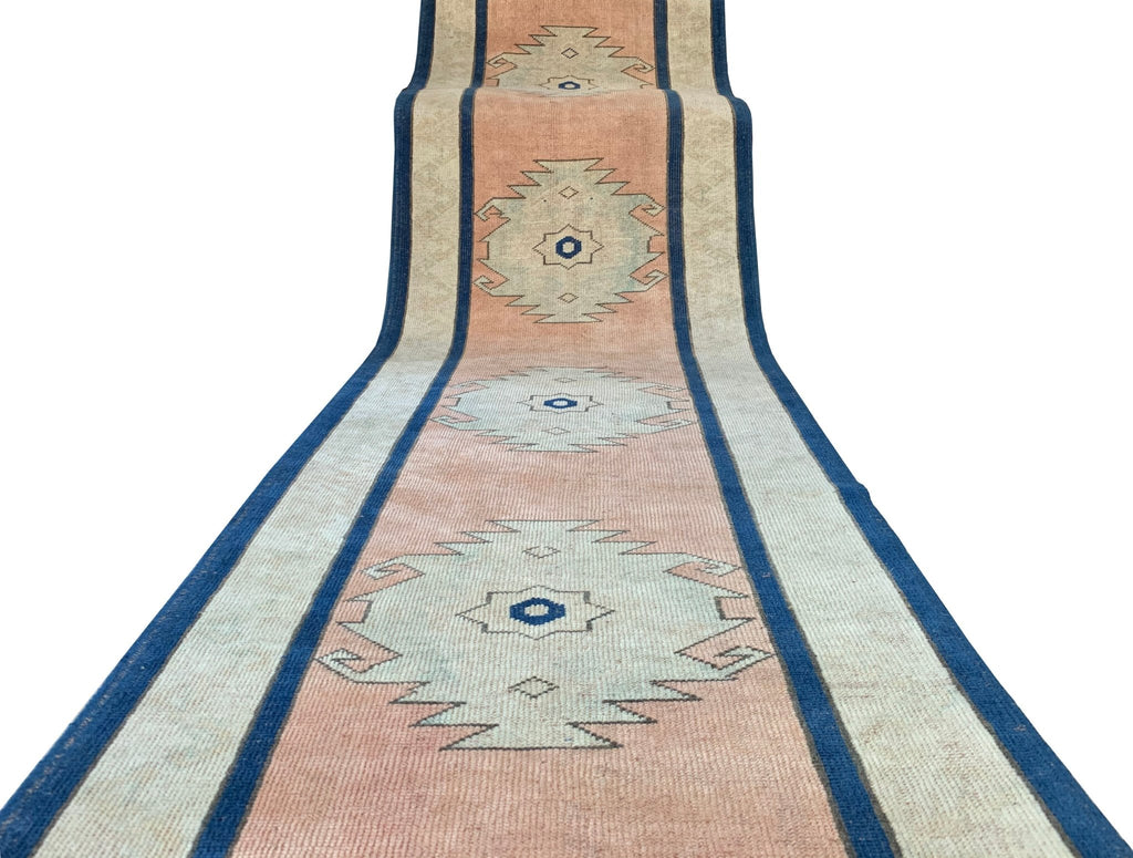 Handmade Vintage Turkish Anatolian Oushak Hallway Runner | 372 x 82 cm | 12'2" x 2'7" - Najaf Rugs & Textile