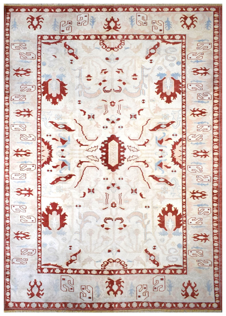 Handmade Vintage Turkish Anatolian Oushak Rug | 283 x 206 cm | 9'4" x 6'9" - Najaf Rugs & Textile