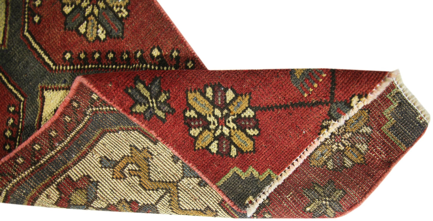 Handmade Vintage Turkish Hallway Runner | 213 x 44 cm | 7' x 1'5" - Najaf Rugs & Textile