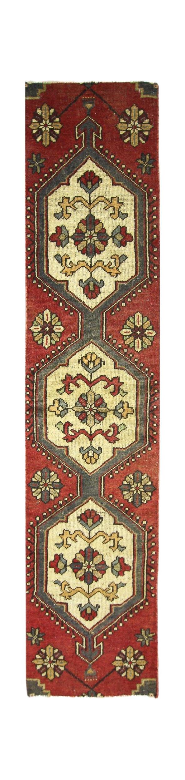 Handmade Vintage Turkish Hallway Runner | 213 x 44 cm | 7' x 1'5" - Najaf Rugs & Textile