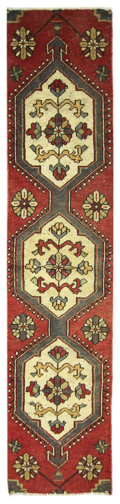 Handmade Vintage Turkish Hallway Runner | 213 x 44 cm | 7' x 1'5" - Najaf Rugs & Textile
