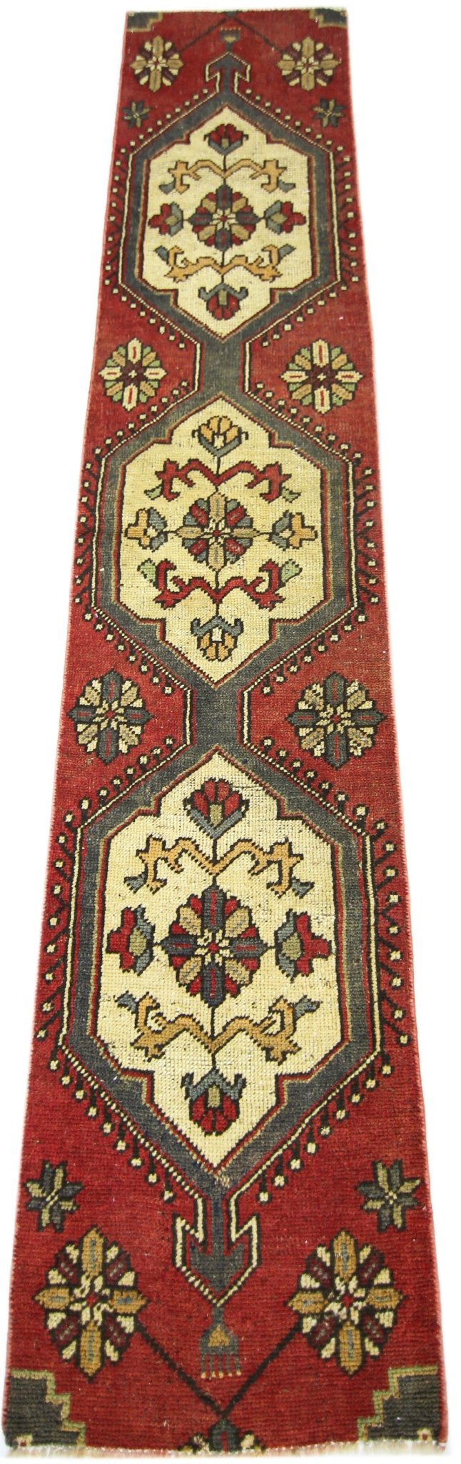 Handmade Vintage Turkish Hallway Runner | 213 x 44 cm | 7' x 1'5" - Najaf Rugs & Textile
