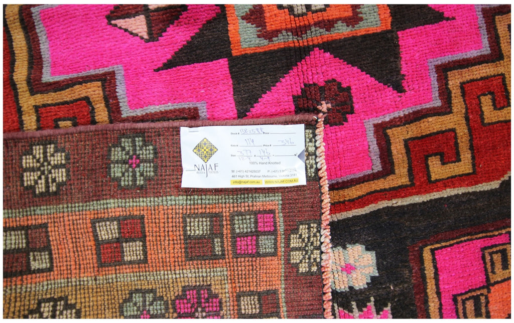 Handmade Vintage Turkish Kars Hallway Runner | 377 x 146 cm | 12'4" x 4'9" - Najaf Rugs & Textile