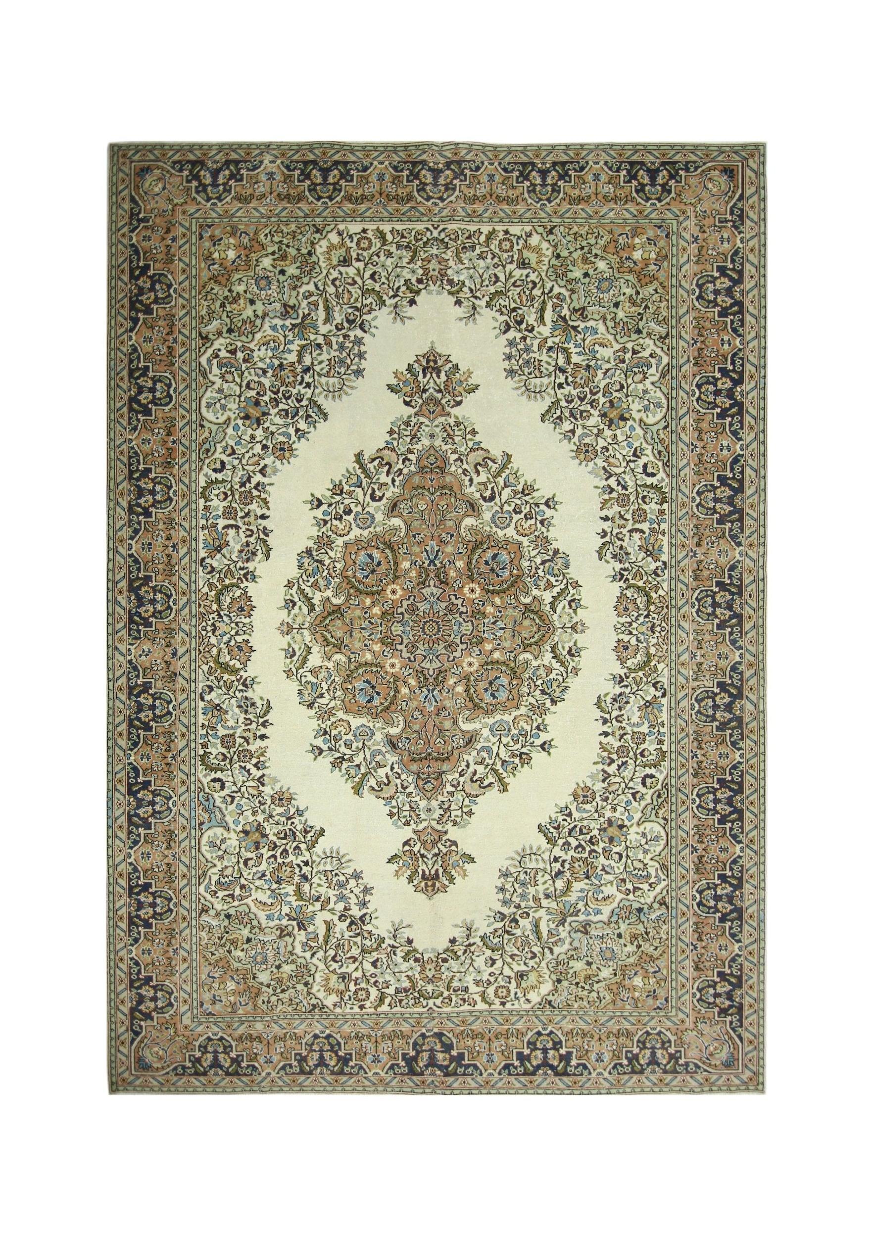 Handmade Vintage Turkish Kayseri Rug | 315 x 213 cm | 10'4" x 7' - Najaf Rugs & Textile