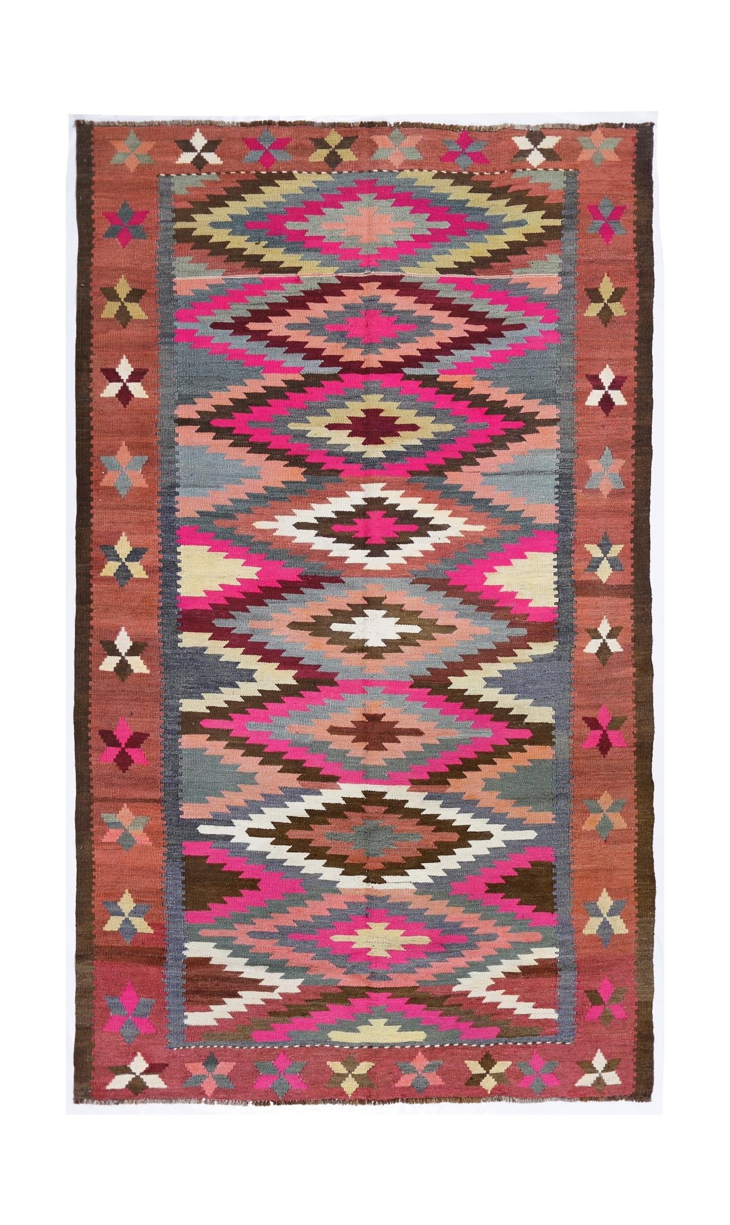 Handmade Vintage Turkish Kilim | 334 x 199 cm | 11' x 6'6" - Najaf Rugs & Textile