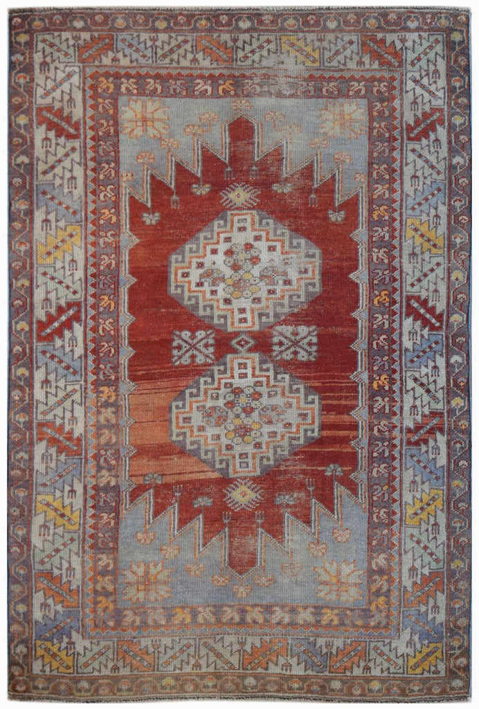 Handmade Vintage Turkish Kula Rug | 163 x 113 cm | 5'6" x 3'8" - Najaf Rugs & Textile