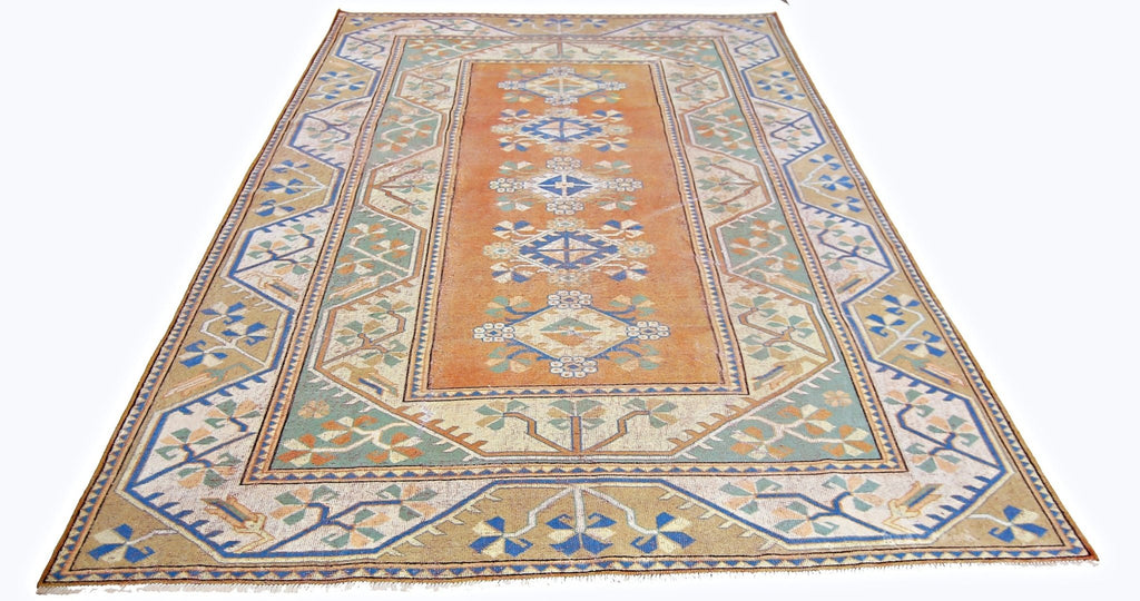 Handmade Vintage Turkish Milas Rug | 283 x 201 cm | 9'3" x 6'7" - Najaf Rugs & Textile