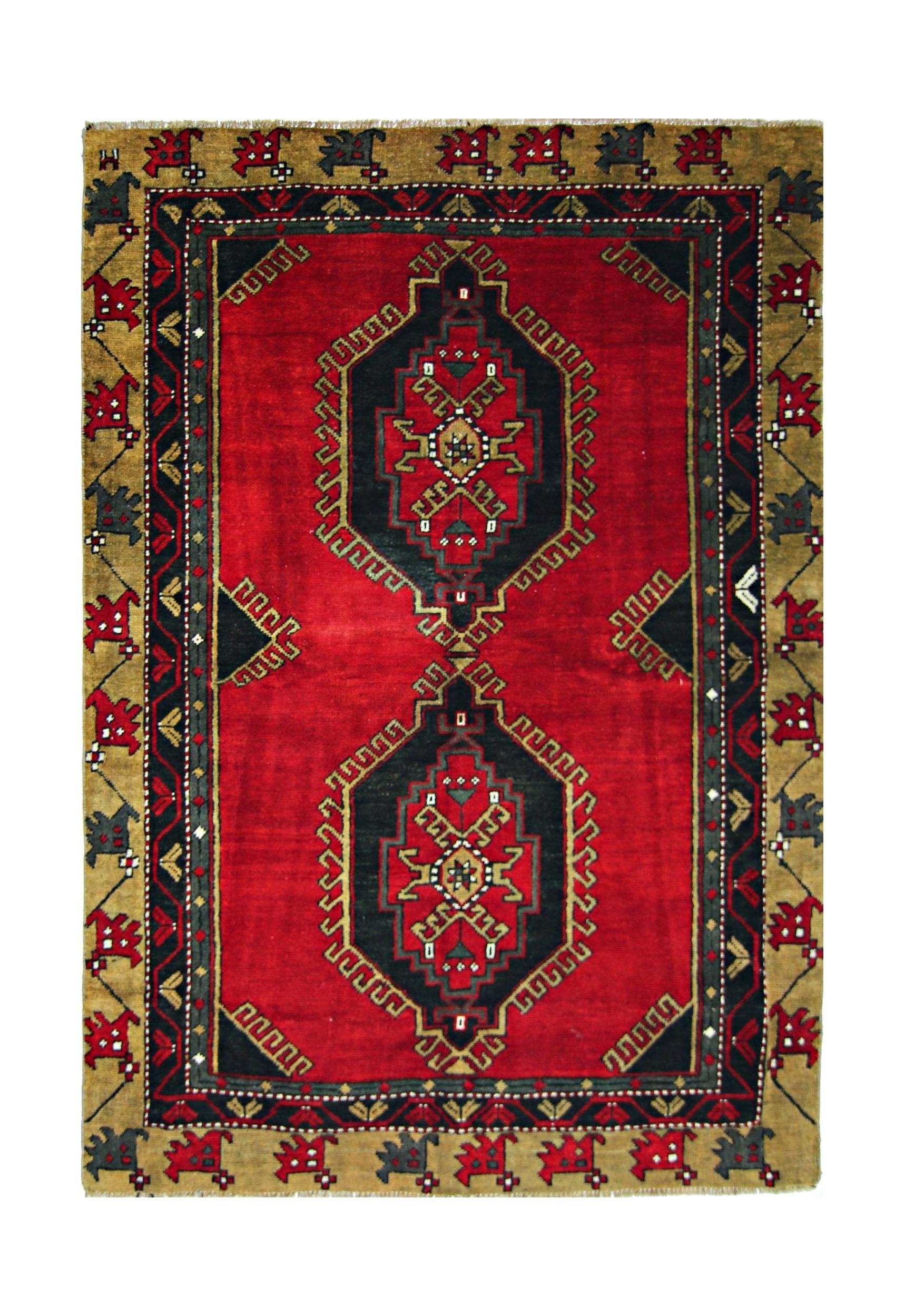 Handmade Vintage Turkish Rug | 166 x 118 cm | 5'6" x 3'10" - Najaf Rugs & Textile
