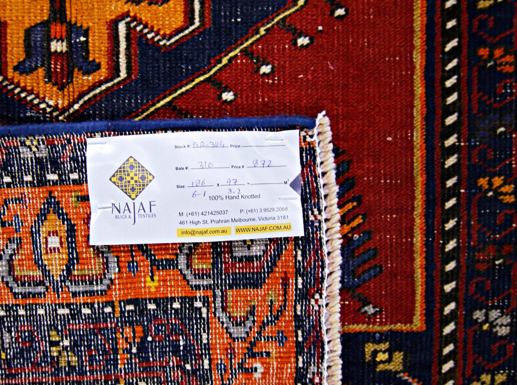 Handmade Vintage Turkish Rug | 186 x 97 cm | 6'1" x 3'2" - Najaf Rugs & Textile