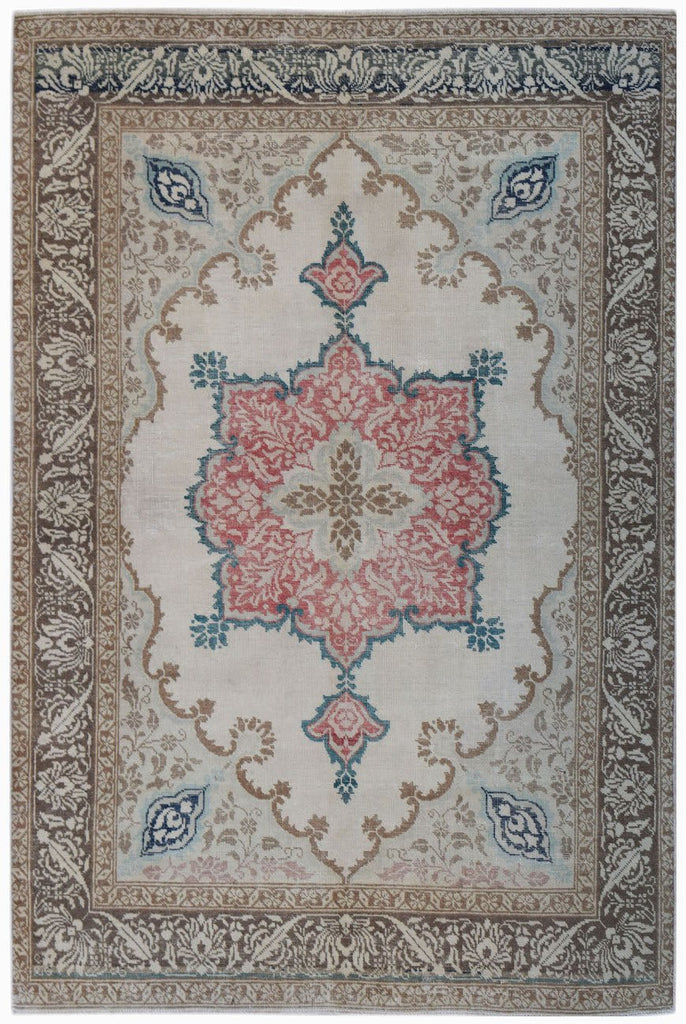 Handmade Vintage Turkish Rug | 200 x 133 cm | 6'7" x 4'5" - Najaf Rugs & Textile