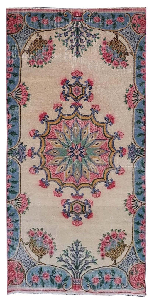 Handmade Vintage Turkish Rug | 208 x 97 cm | 6'8" x 3'2" - Najaf Rugs & Textile
