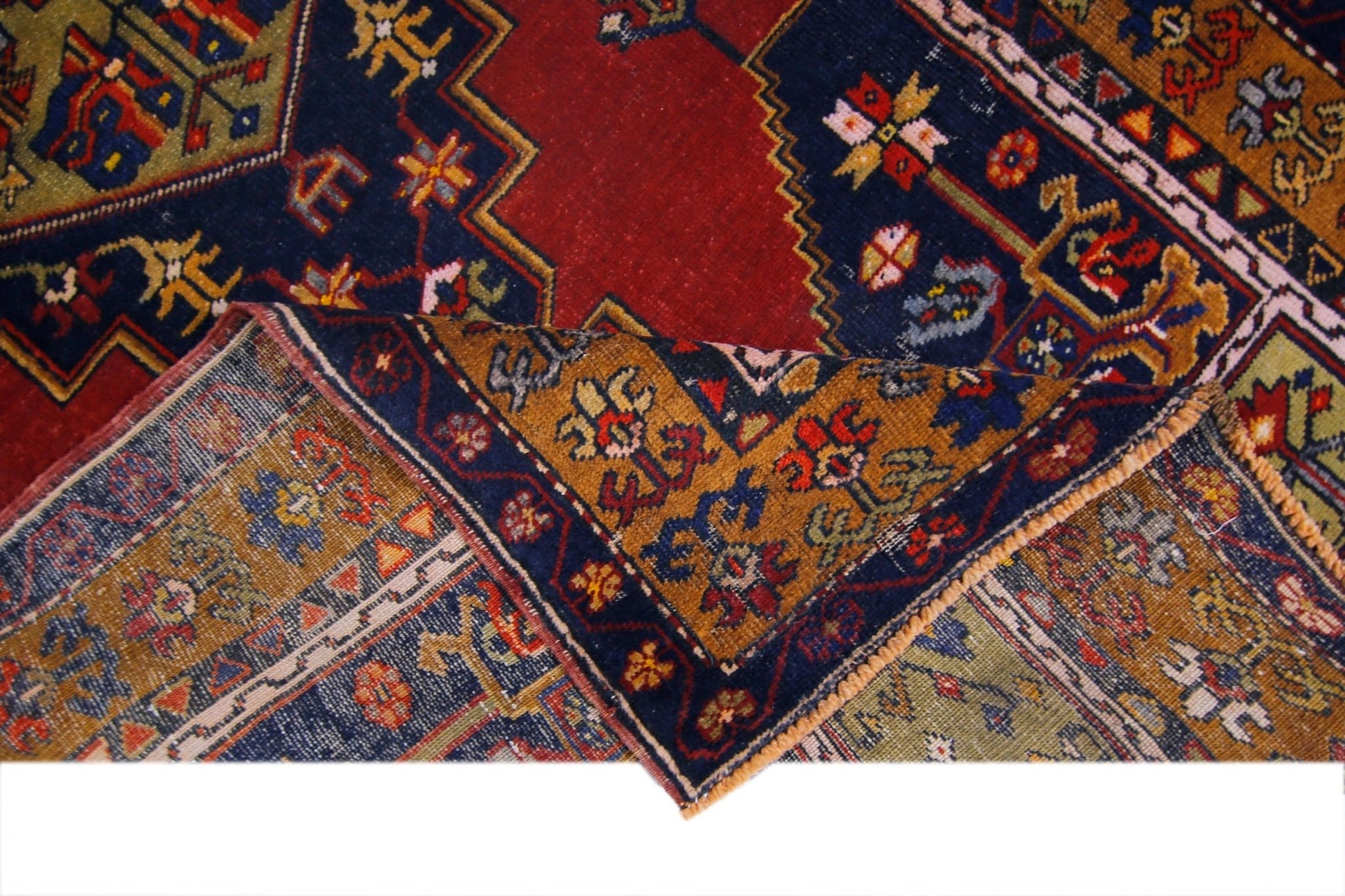 Handmade Vintage Turkish Taspinar Rug | 214 x 112 cm | 7' x 3'8" - Najaf Rugs & Textile