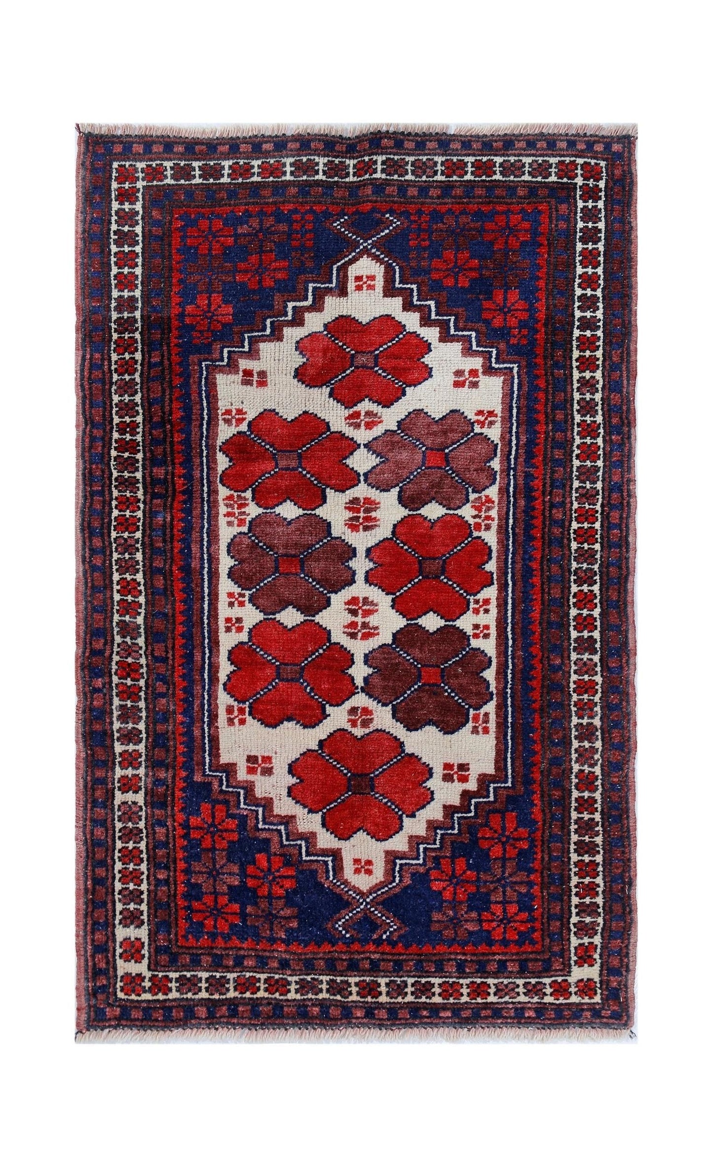 Handmade Vintage Turkish Yagcibedir Rug | 99 x 63 cm | 3'3" x 2'1" - Najaf Rugs & Textile