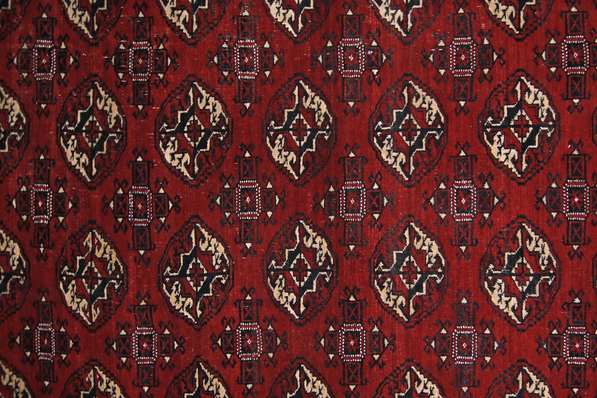 Handmade Vintage Turkmen Tekke Bokhara Rug | 381 x 365 cm | 12'6" x 12' - Najaf Rugs & Textile