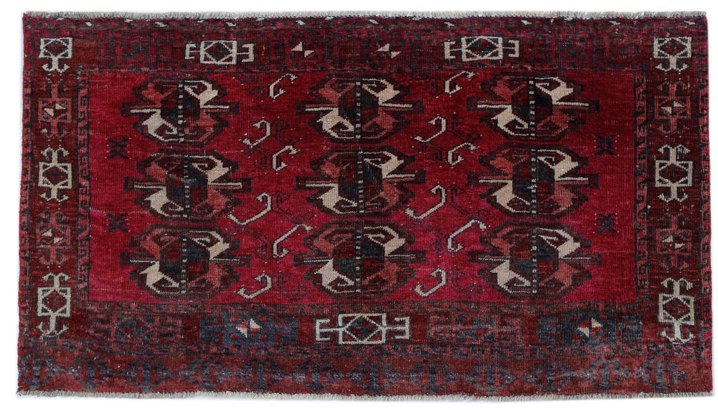 Handmade Vintage Turkmen Tekke Rug | 135 x 74 cm | 4'5" x 2'5" - Najaf Rugs & Textile
