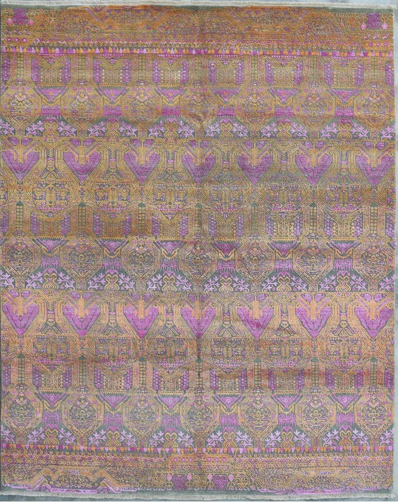 Handmade Viscose Silk Modern Indian Rug | 297 x 243 cm | 9'7" x 7'9" - Najaf Rugs & Textile