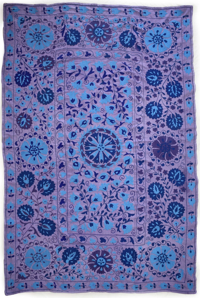 Handmade Viscose Silk Uzbek Suzani | 195 x 139 cm - Najaf Rugs & Textile