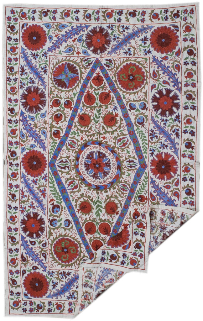 Handmade Viscose Silk Uzbek Suzani | 196 x 131 cm - Najaf Rugs & Textile