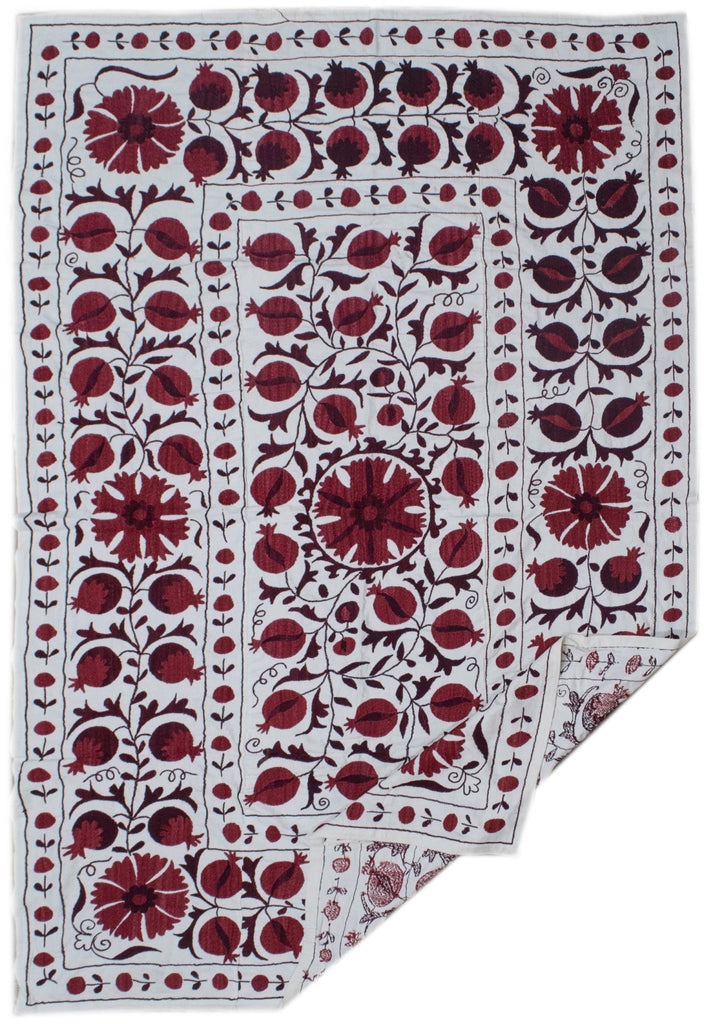 Handmade Viscose Silk Uzbek Suzani | 196 x 133 cm - Najaf Rugs & Textile
