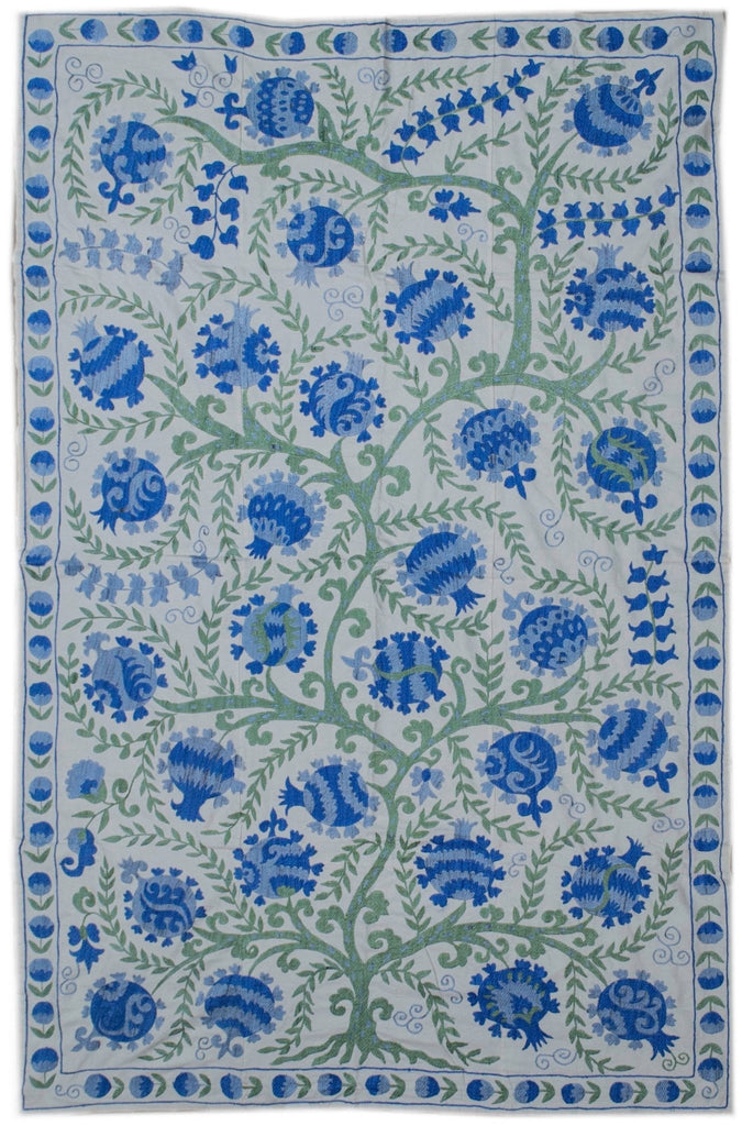 Handmade Viscose Silk Uzbek Suzani | 200 x 130 cm - Najaf Rugs & Textile