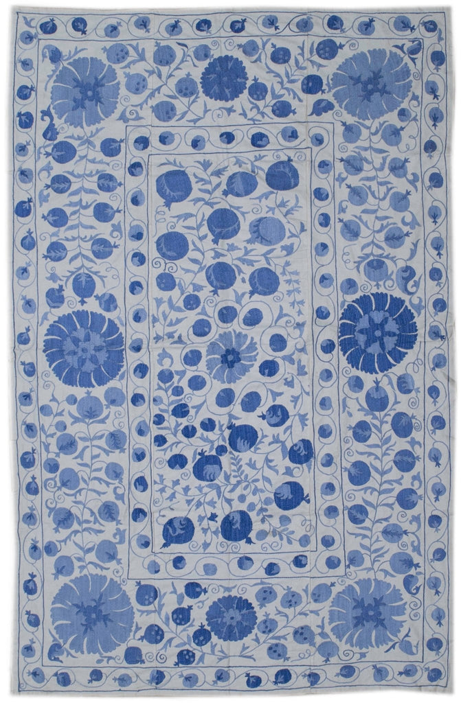 Handmade Viscose Silk Uzbek Suzani | 202 x 132 cm - Najaf Rugs & Textile