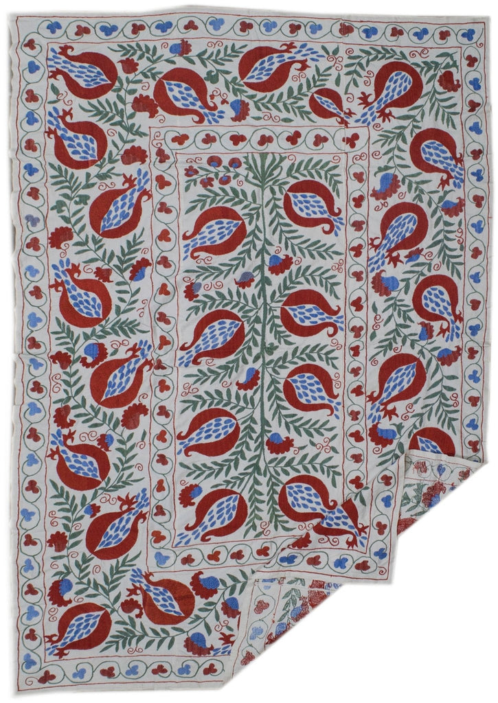 Handmade Viscose Silk Uzbek Suzani | 204 x 137 cm - Najaf Rugs & Textile