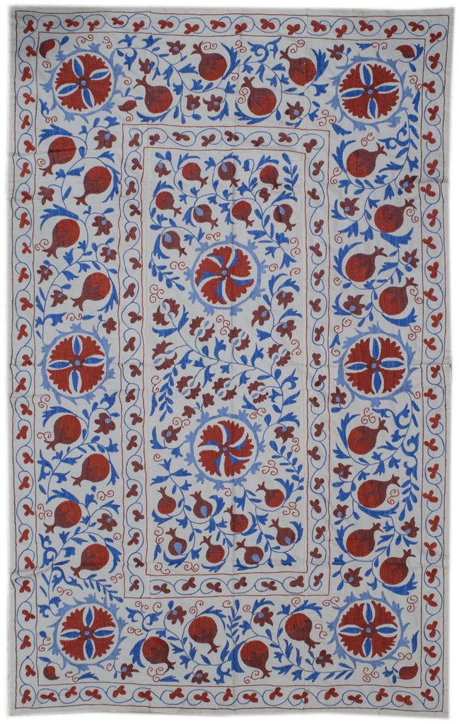 Handmade Viscose Silk Uzbek Suzani | 207 x 135 cm - Najaf Rugs & Textile