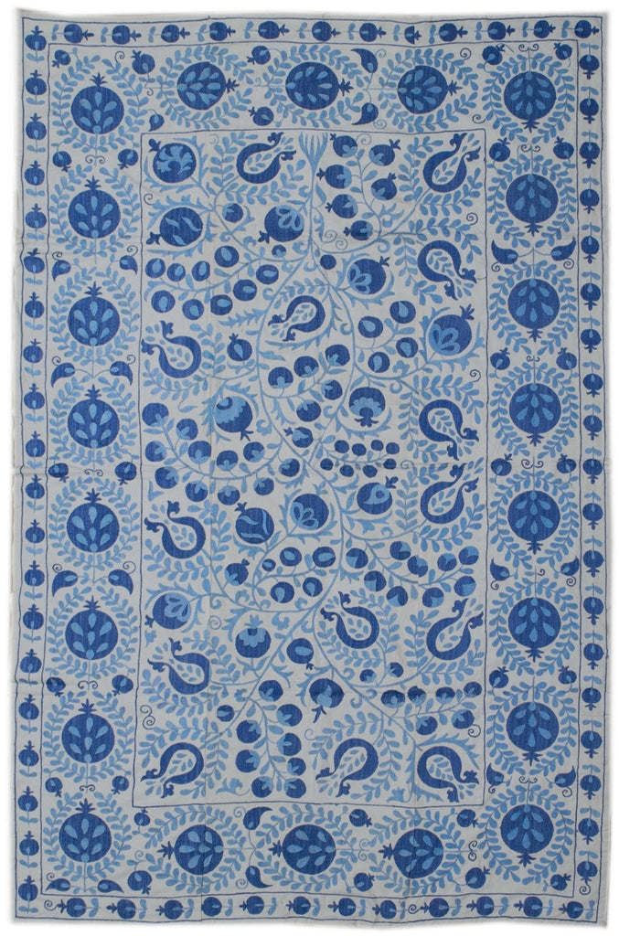 Handmade Viscose Silk Uzbek Suzani | 208 x 134 cm - Najaf Rugs & Textile