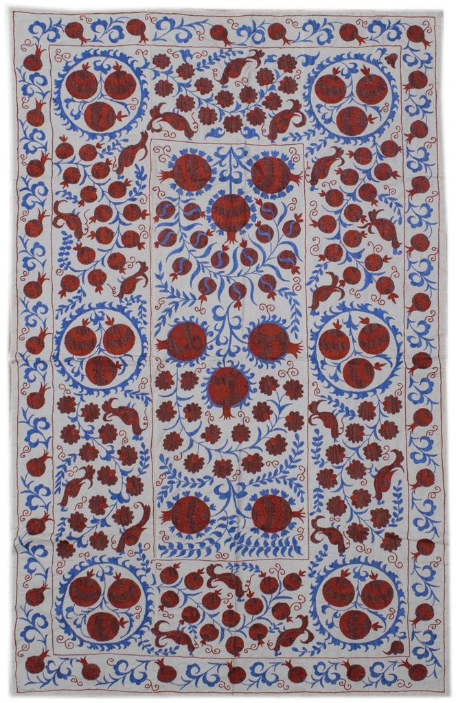 Handmade Viscose Silk Uzbek Suzani | 211 x 134 cm - Najaf Rugs & Textile