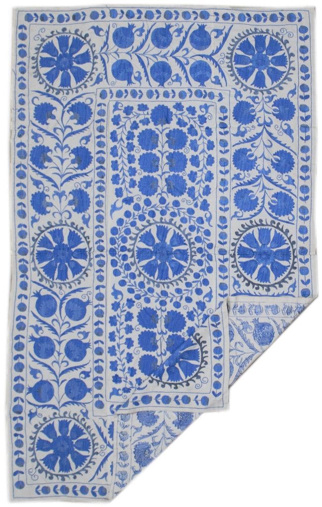 Handmade Viscose Silk Uzbek Suzani | 213 x 131 cm - Najaf Rugs & Textile