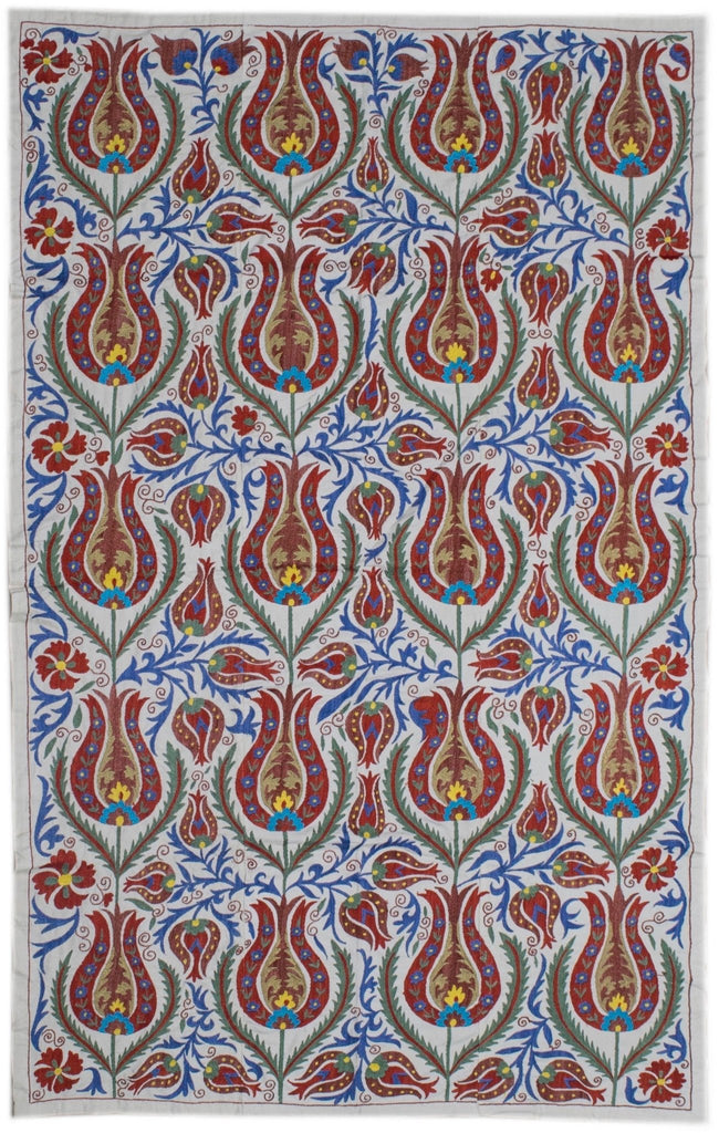 Handmade Viscose Silk Uzbek Suzani | 213 x 137 cm - Najaf Rugs & Textile