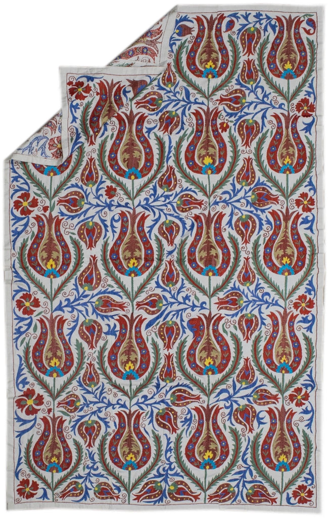 Handmade Viscose Silk Uzbek Suzani | 213 x 137 cm - Najaf Rugs & Textile