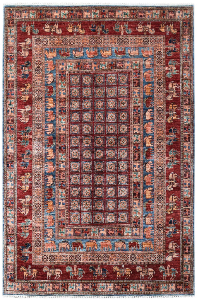 Handwoven Afghan Chobi Pazyryk Rug | 301 x 209 cm | 9'10" x 6'10" - Najaf Rugs & Textile
