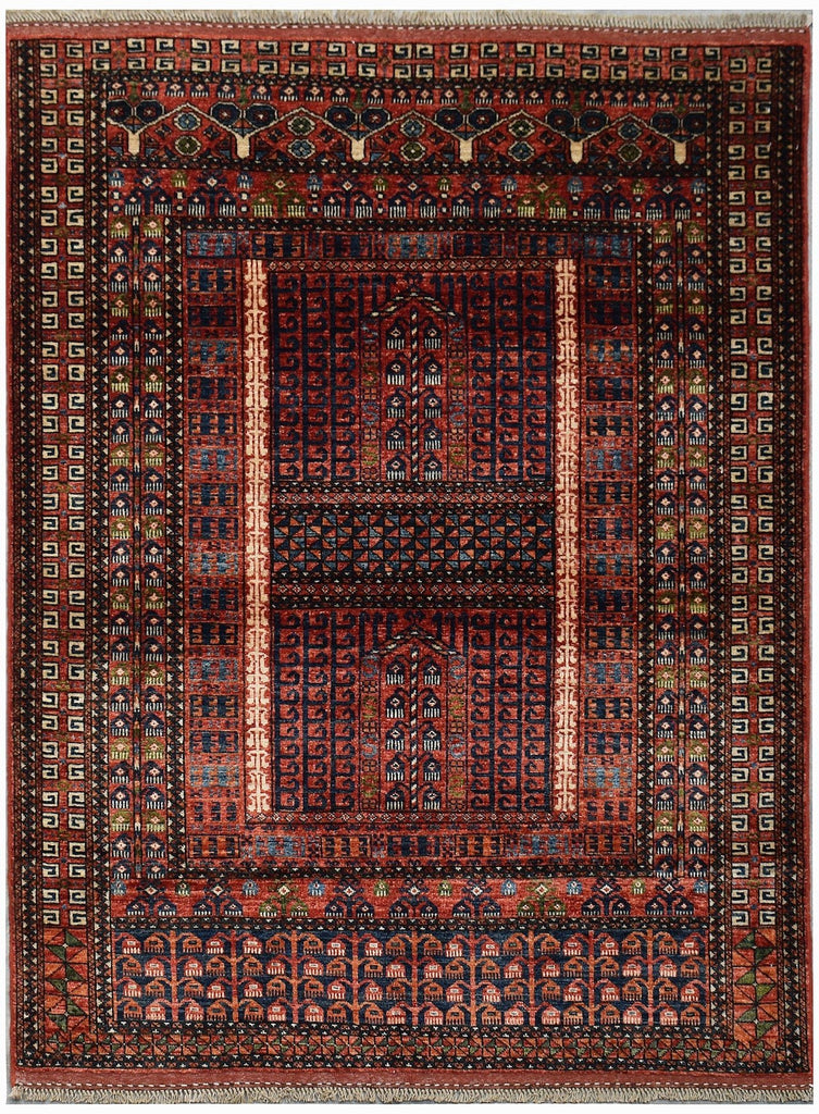 Handwoven Afghan Chobi Rug | 195 x 148 cm | 6'5" x 6'5" - Najaf Rugs & Textile