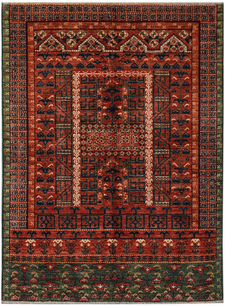 Handwoven Afghan Chobi Rug | 197 x 152 cm | 6'6" x 5' - Najaf Rugs & Textile