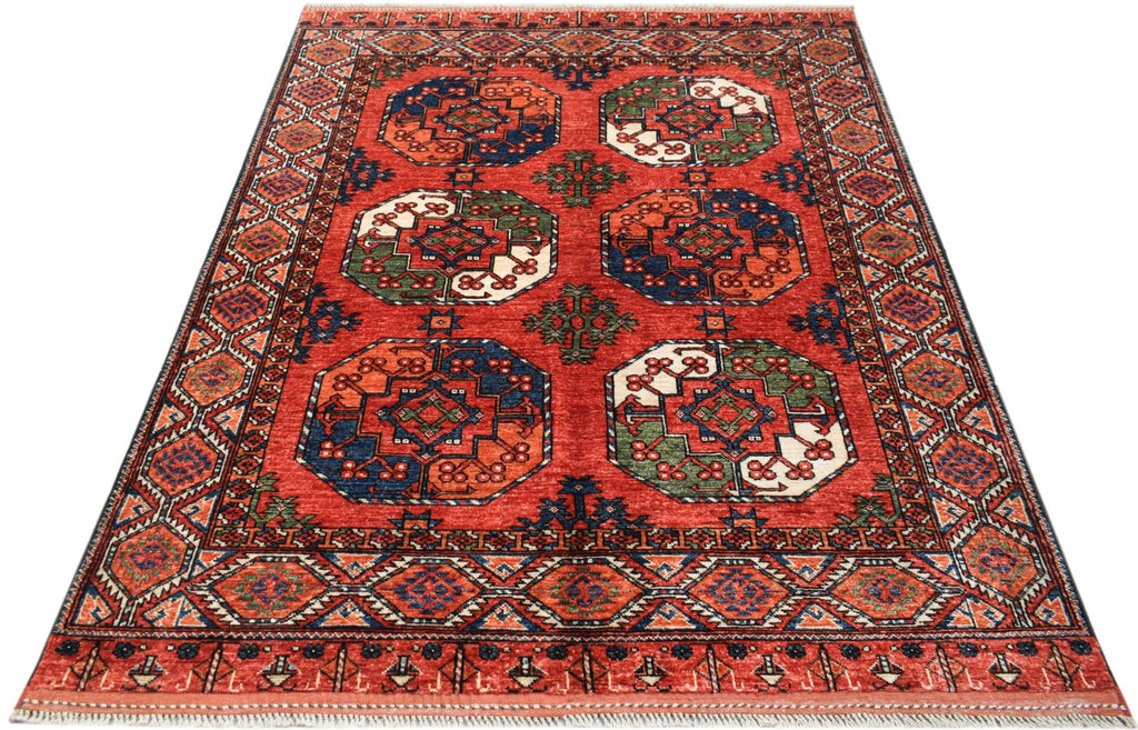 Handwoven Afghan Chobi Rug | 199 x 157 cm | 6'6" x 5'2" - Najaf Rugs & Textile
