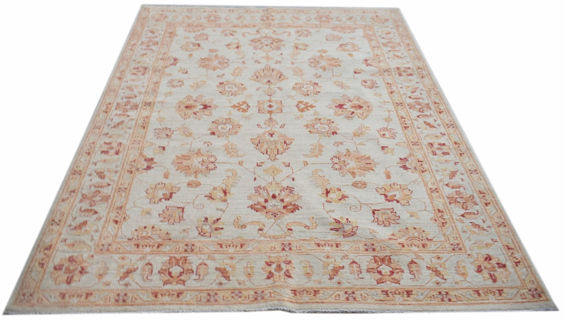 A rectangular Afghan Chobi rug featuring a traditional floral pattern in soft earth tones.