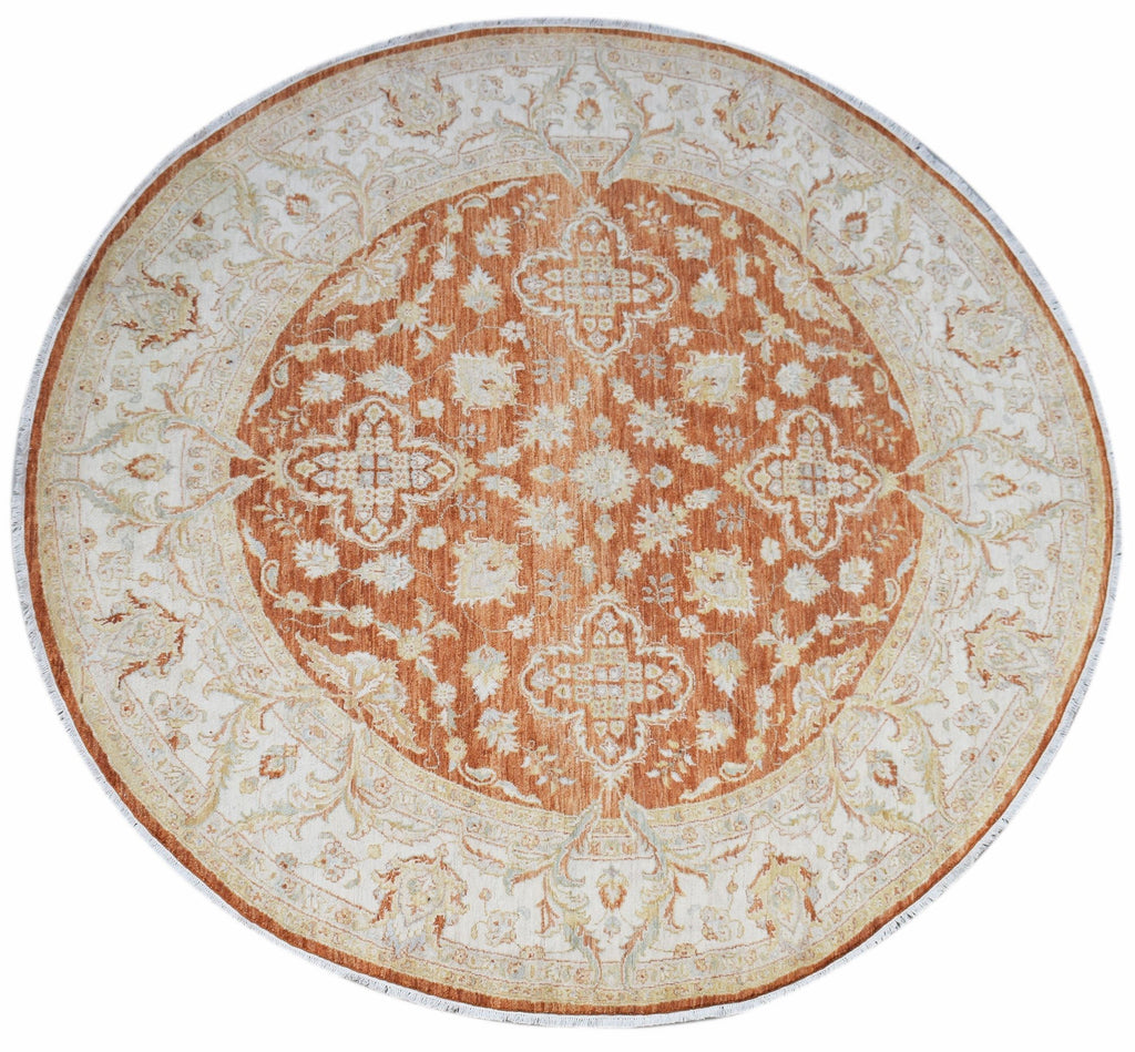 Handwoven Afghan Circular Chobi Rug | 240 x 237 cm | 7'11" x 7'10" - Najaf Rugs & Textile