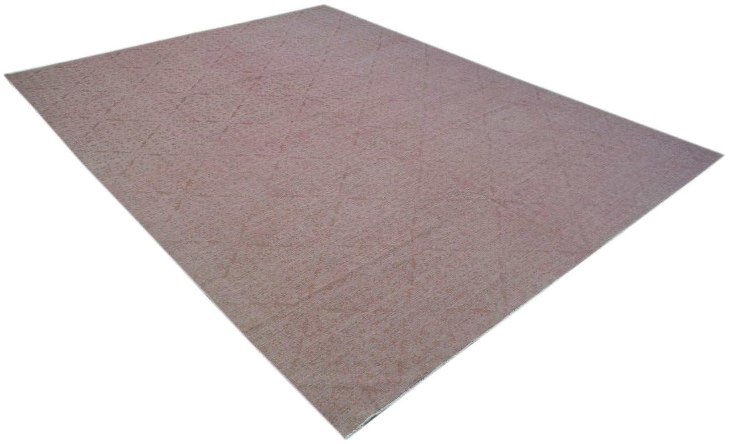 A rectangular Afghan Chobi rug featuring a subtle diamond pattern in soft, earthy pink tones.