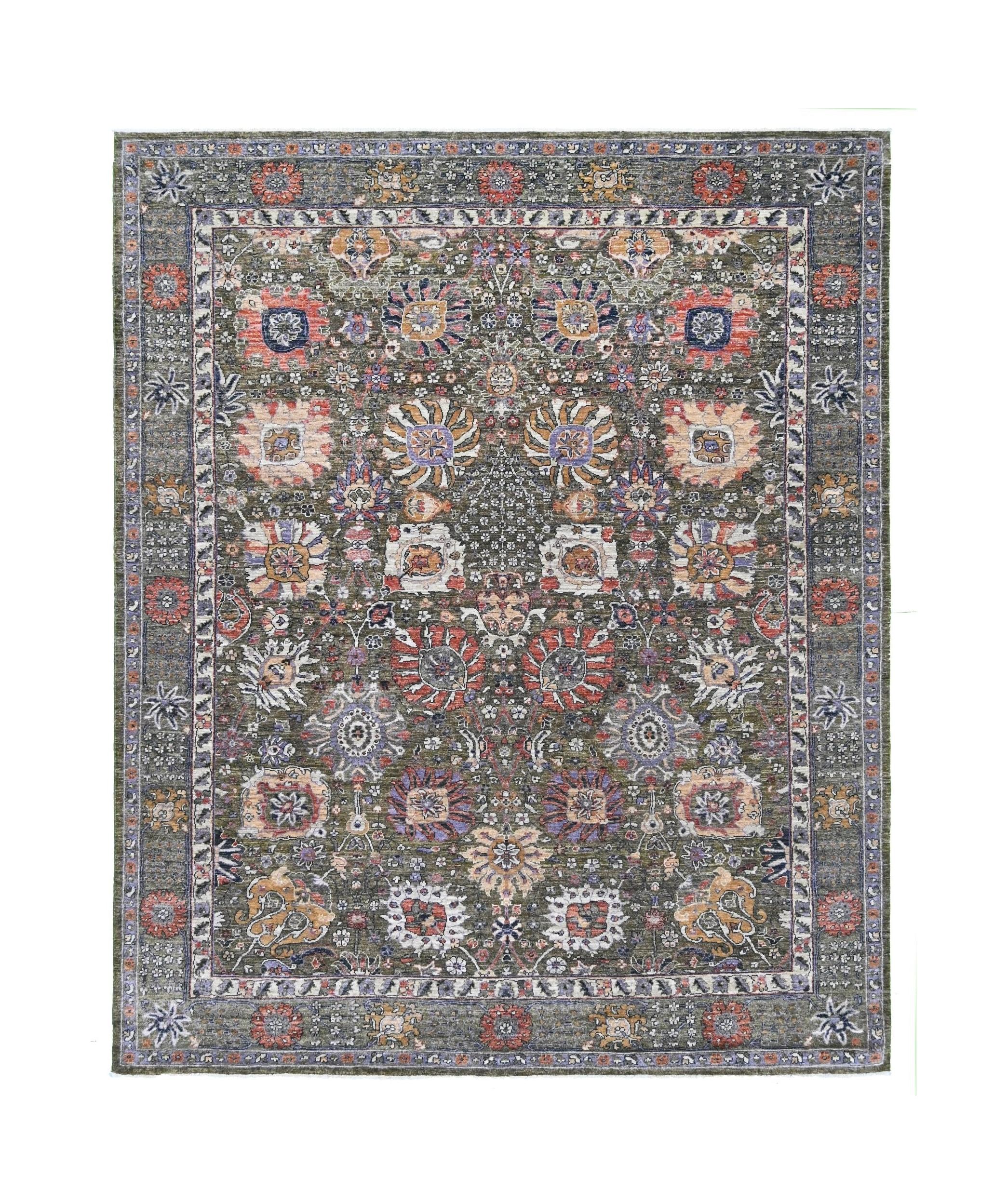 A rectangular Afghan Chobi rug featuring a traditional floral pattern in earthy, muted tones.