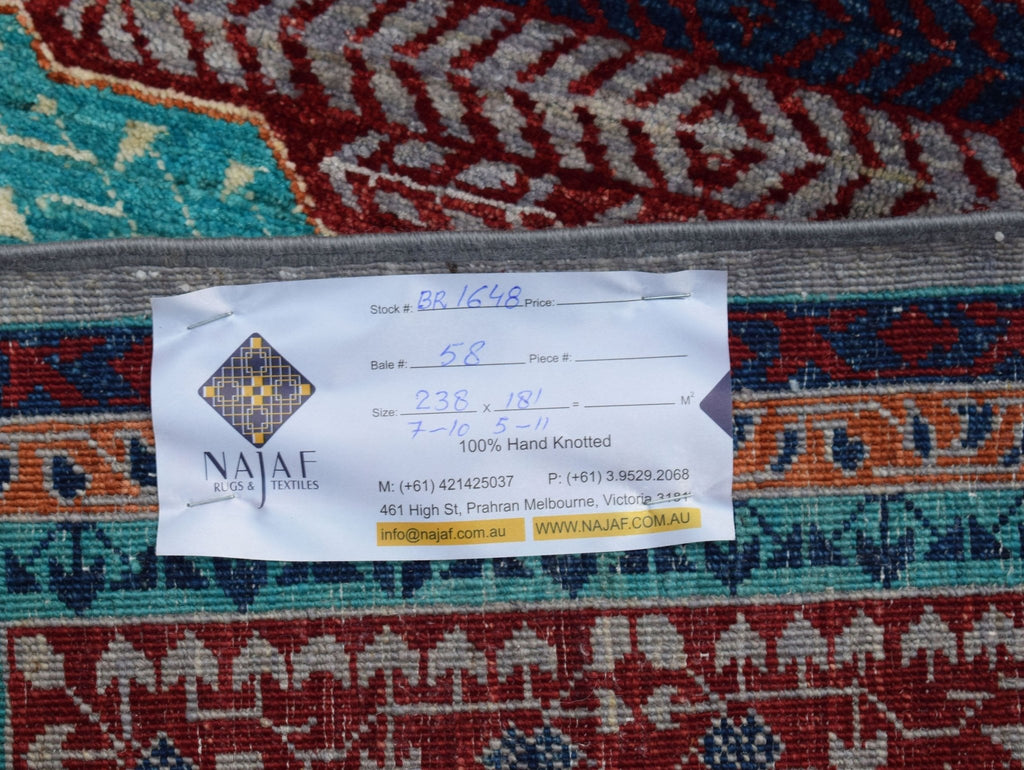 Handwoven Traditional Mamluk Chobi Rug | 238 x 181 cm | 7'10" x 5'11" - Najaf Rugs & Textile