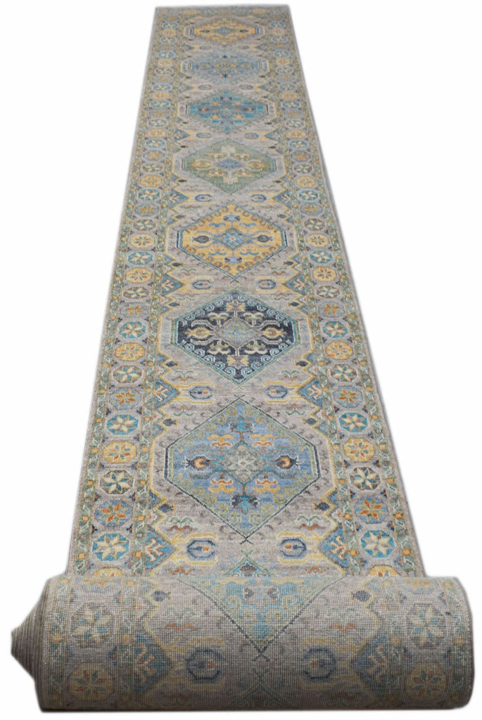Handwoven Transitional Chobi Hallway Runner | 1034 x 80 cm | 33'11" x 2'8" - Najaf Rugs & Textile