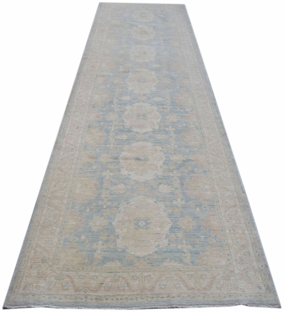 Handwoven Transitional Chobi Hallway Runner | 440 x 118 cm | 14'5" x 3'10" - Najaf Rugs & Textile
