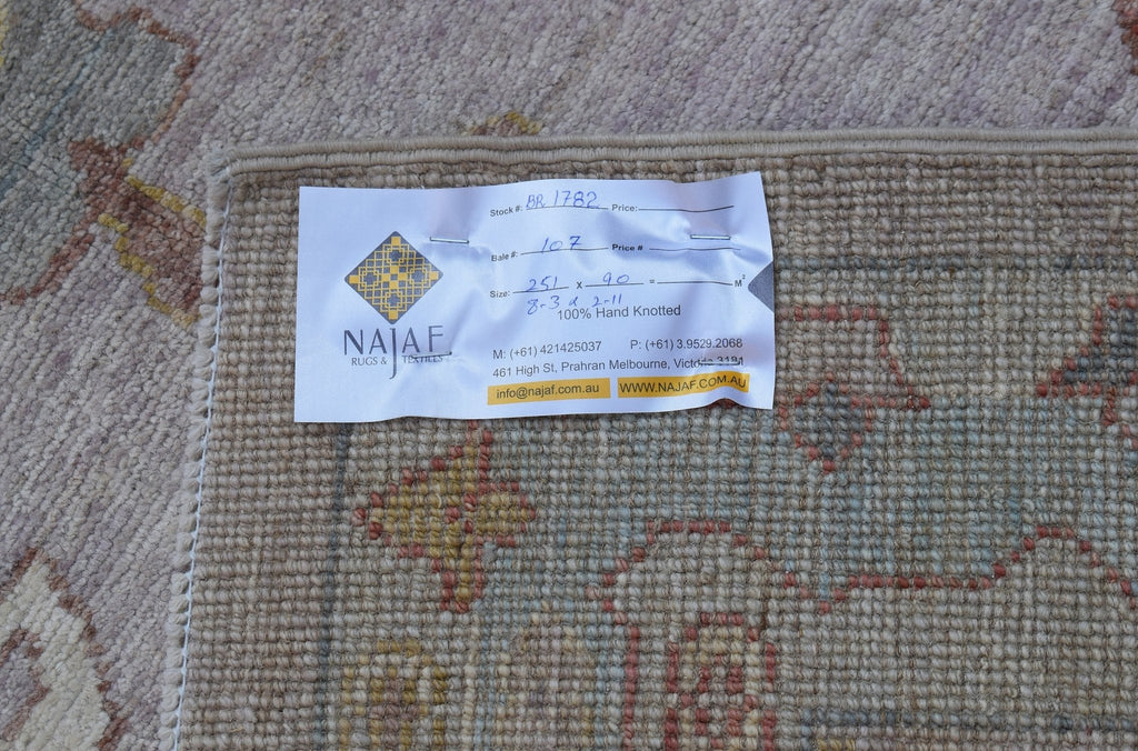 Handwoven Transitional Oushak Hallway Runner | 251 x 90 cm | 8'3" x 2'11" - Najaf Rugs & Textile