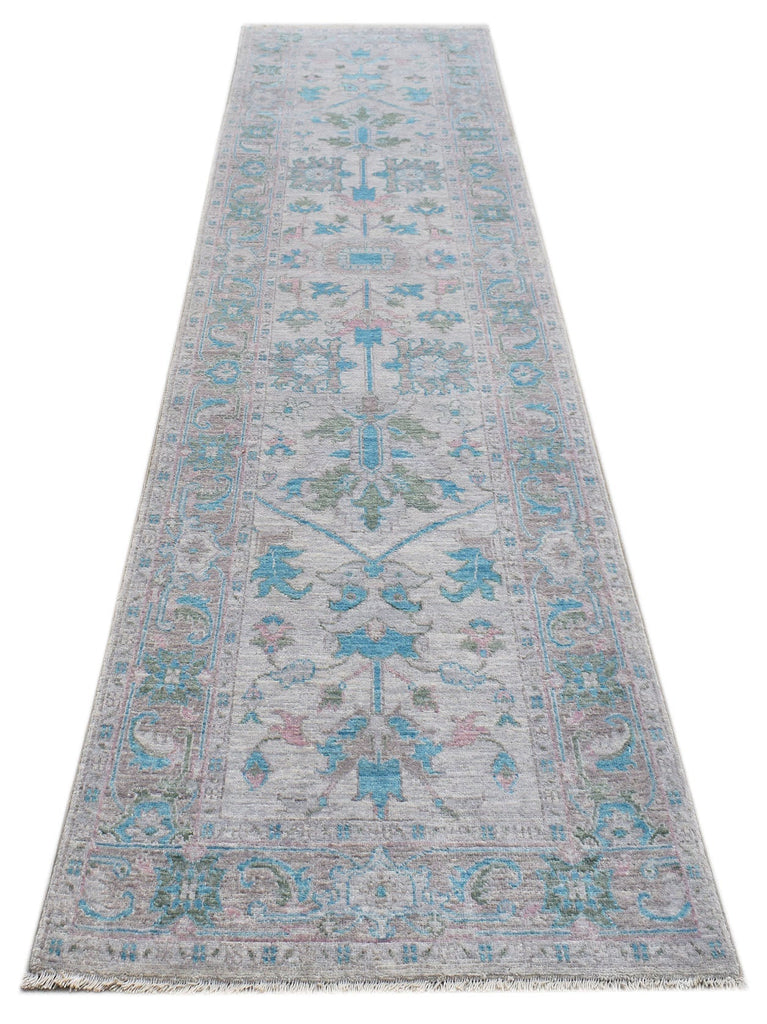 Handwoven Transitional Oushak Hallway Runner | 296 x 81 cm | 9'9" x 2'8" - Najaf Rugs & Textile
