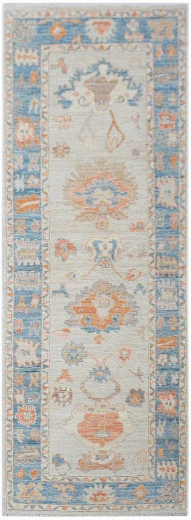 Handwoven Transitional Oushak Hallway Runner | 304 x 98 cm | 10' x 2'11" - Najaf Rugs & Textile