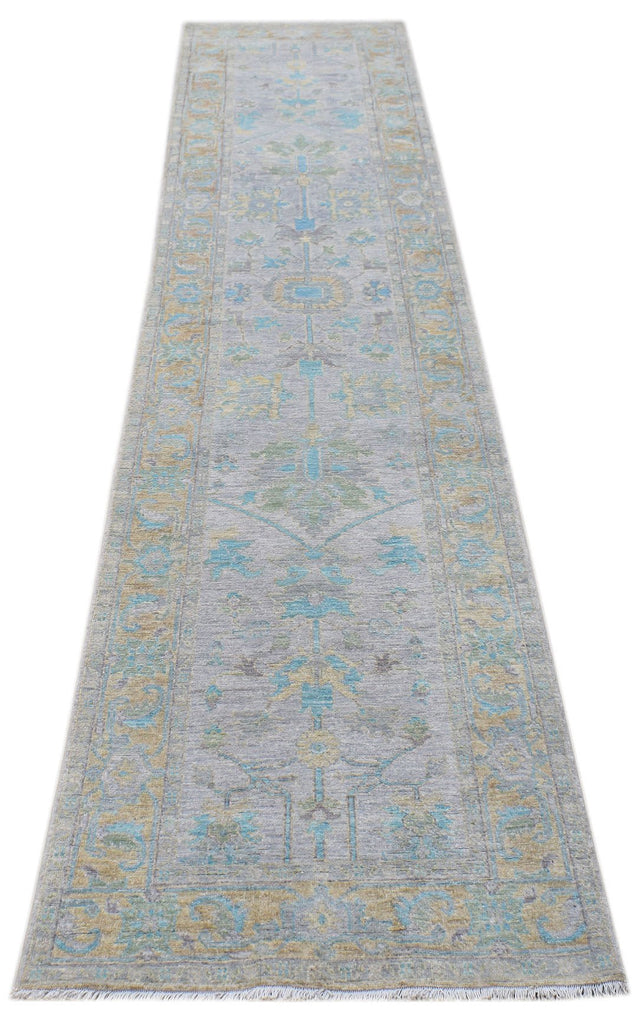 Handwoven Transitional Oushak Hallway Runner | 350 x 77 cm | 11'5" x 2'6" - Najaf Rugs & Textile